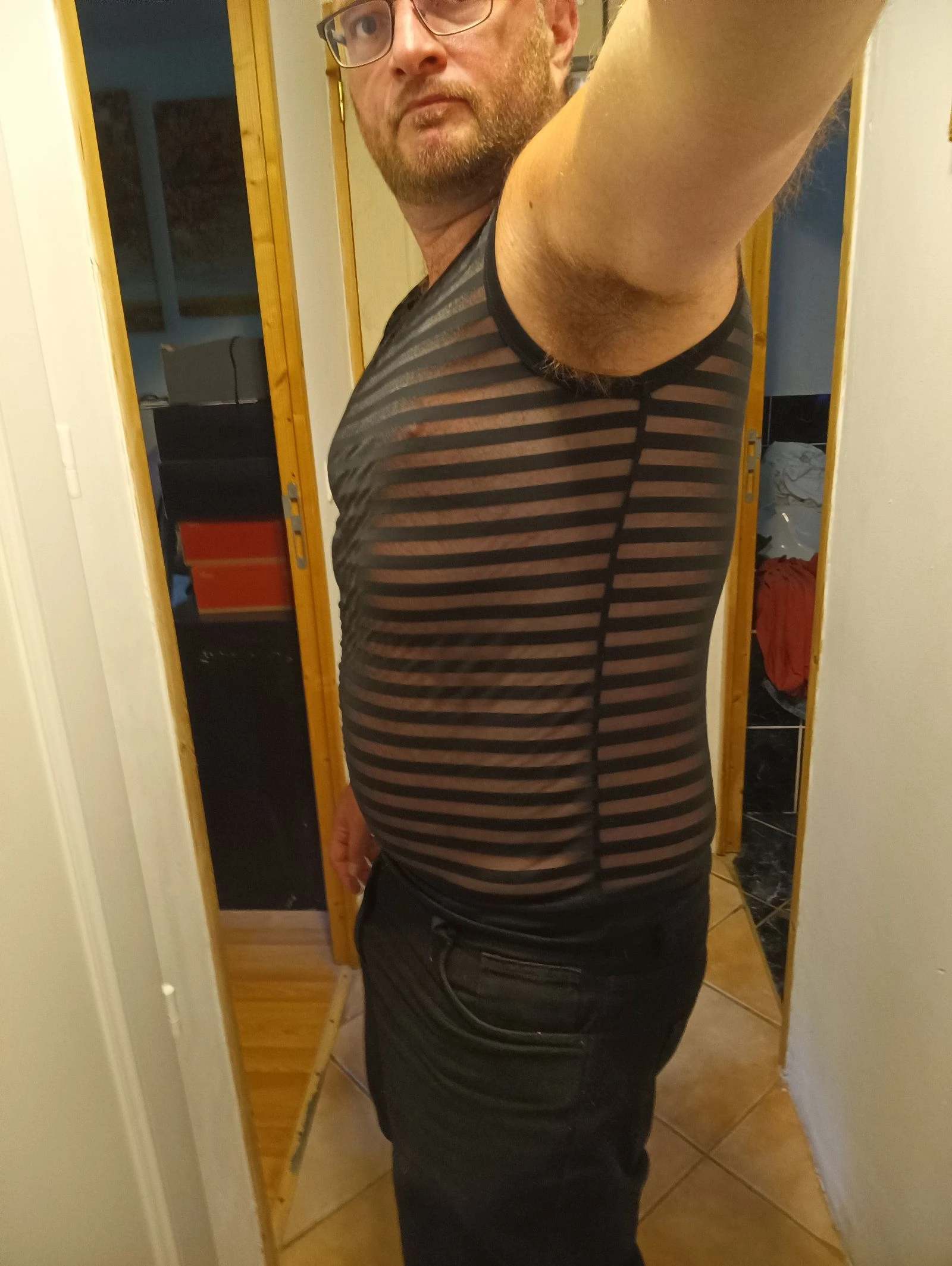 Zwart semi-transparant heren tanktop – photo 3